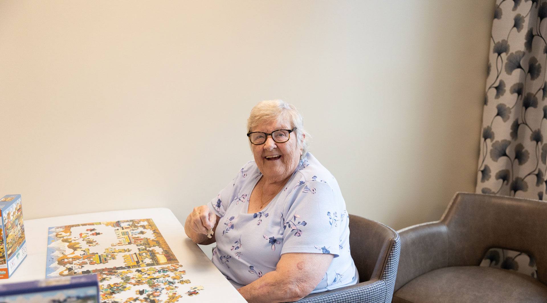 resident completing puzzle